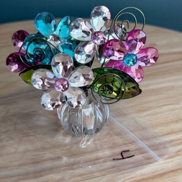 6 Ganz Crystal Creations Acrylic Suncatcher Place Card Holders Floral Butterfly - Picture 2 of 10